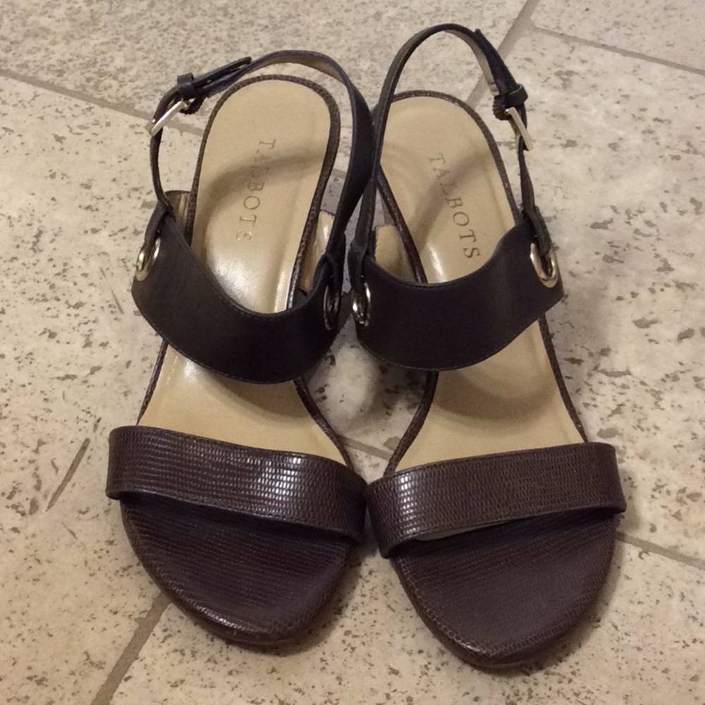 Talbots Cork Leather Sling Back Sandals